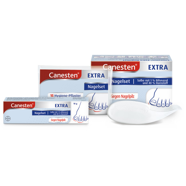 CANESTEN Extra Nagelset Creme 10g + 15 Hygienepflaster zur Behandlung von Nagelpilz