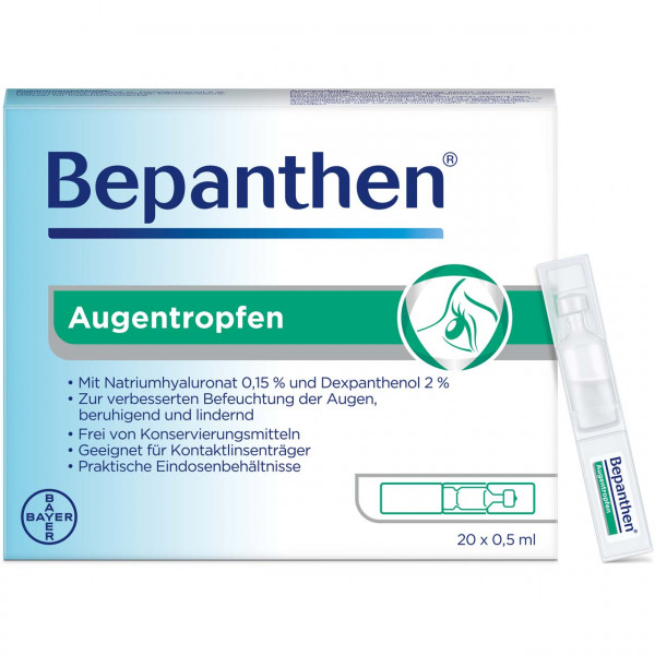 BEPANTHEN Augentropfen hilft bei trockenen, geröteten, juckenden oder brennenden Augen