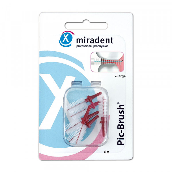 MIRADENT Interd.Pic-Brush Ersatzb.x-large bordeaux