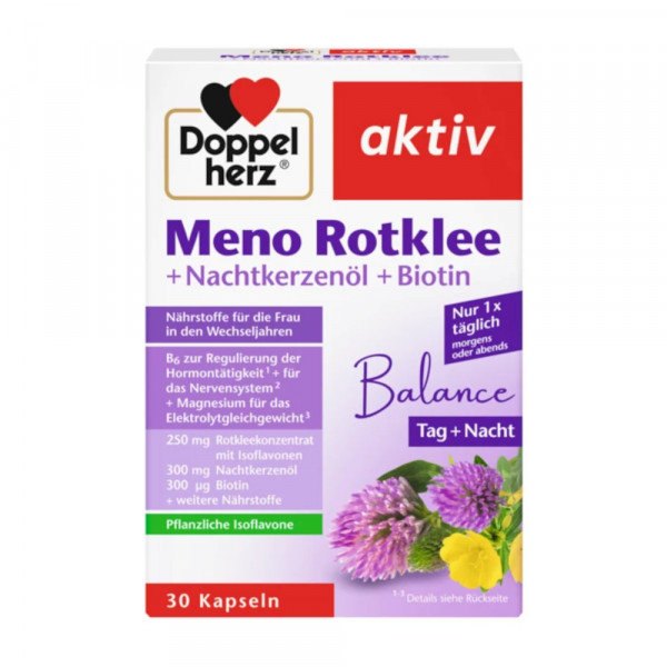DOPPELHERZ Meno Rotklee+Nachtkerzenöl+Biotin Kaps.
