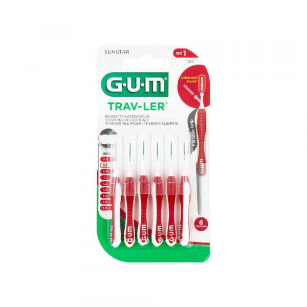 GUM TRAV-LER 0,8mm Kerze rot Interdental+6Kappen