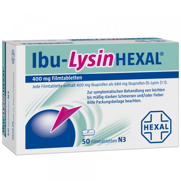 IBU-LYSINHEXAL 400 mg Ibuprofen als 684 mg Ibuprofen-DL-Lysin Filmtabletten (1:1)