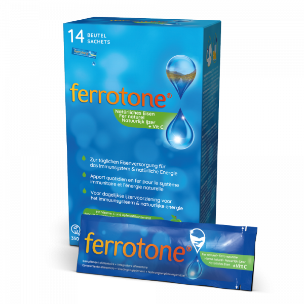 FERROTONE flüssiger Eisenlieferant mit Apfelsaftkonzentrat und Vitamin C Beutel