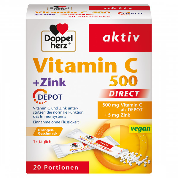 DOPPELHERZ Vitamin C 500+Zink Depot DIRECT Pellets