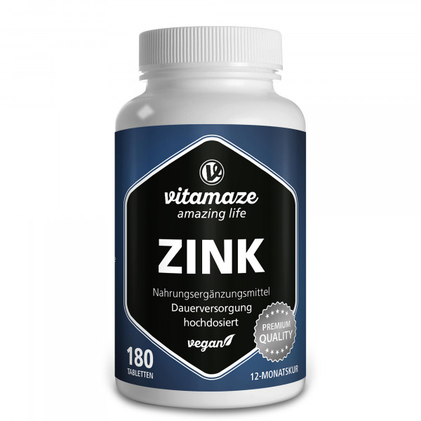 ZINK 25 mg hochdosiert vegan Tabletten