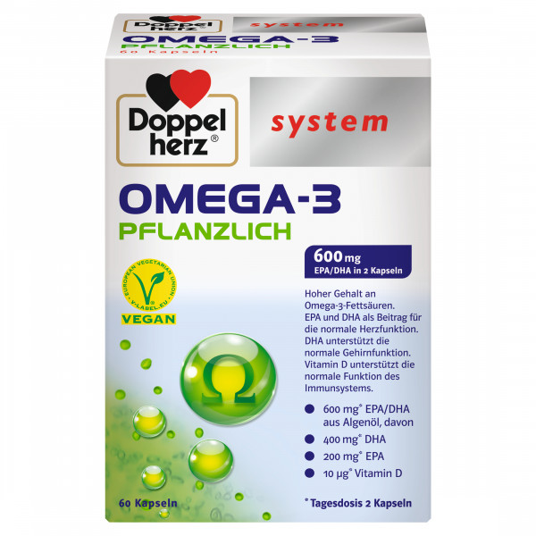 Doppelherz system Omega-3 Pflanzlich + D +B12