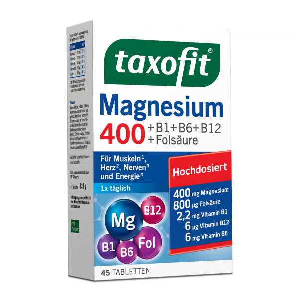 TAXOFIT Magnesium 400+B1+B6+B12+Folsäure Tabletten