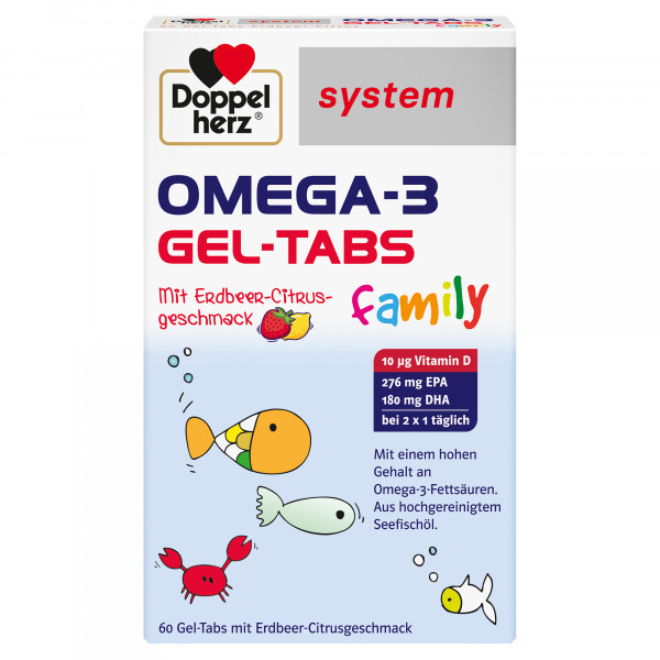 DOPPELHERZ Omega-3 Gel-Tabs family Erdb.Cit.system