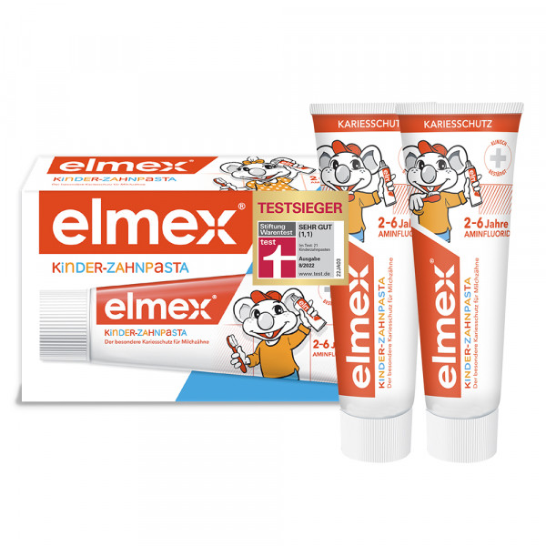 elmex Kinder-Zahnpasta zum Schutz der Milchzähne gegen Karies duo Pack