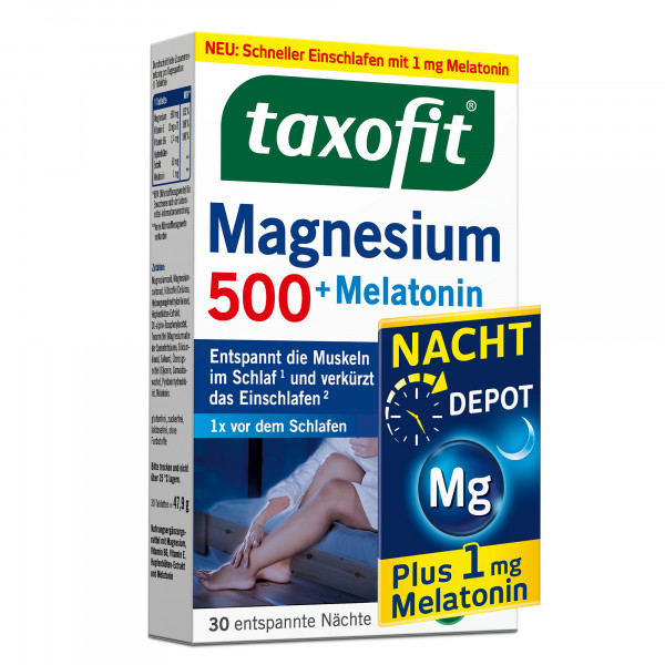 TAXOFIT Magnesium 500 Nacht+Melatonin Tabletten