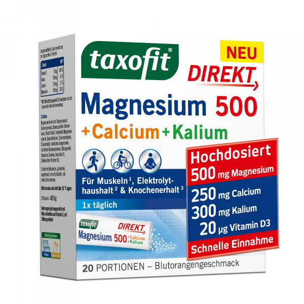 TAXOFIT Magnesium 500+Calcium+Kalium Direkt Gran.