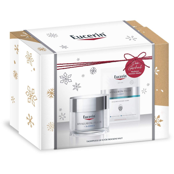 EUCERIN Weihnachtsbox Anti-Age Hyaluron-Filler Tag trockene Haut 50 ml + GRATIS HYALURON-FILLER Intensiv-Maske