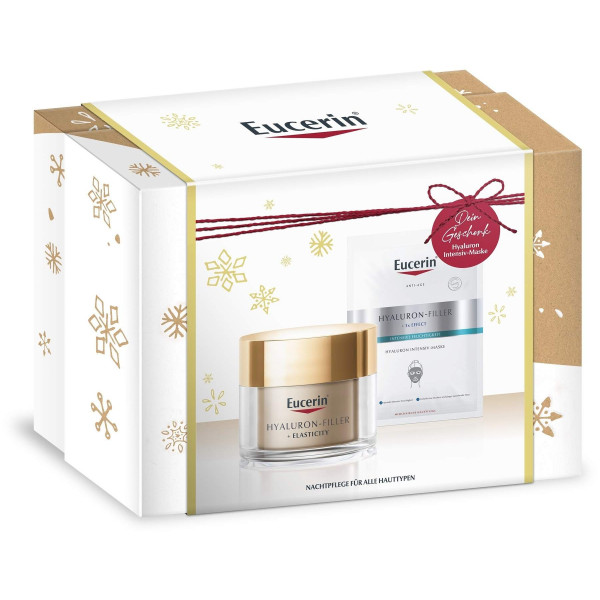 EUCERIN Weihnachtsbox Anti-Age Elasticity+Filler Nachtcreme 50 ml + GRATIS HYALURON-FILLER Intensiv Maske