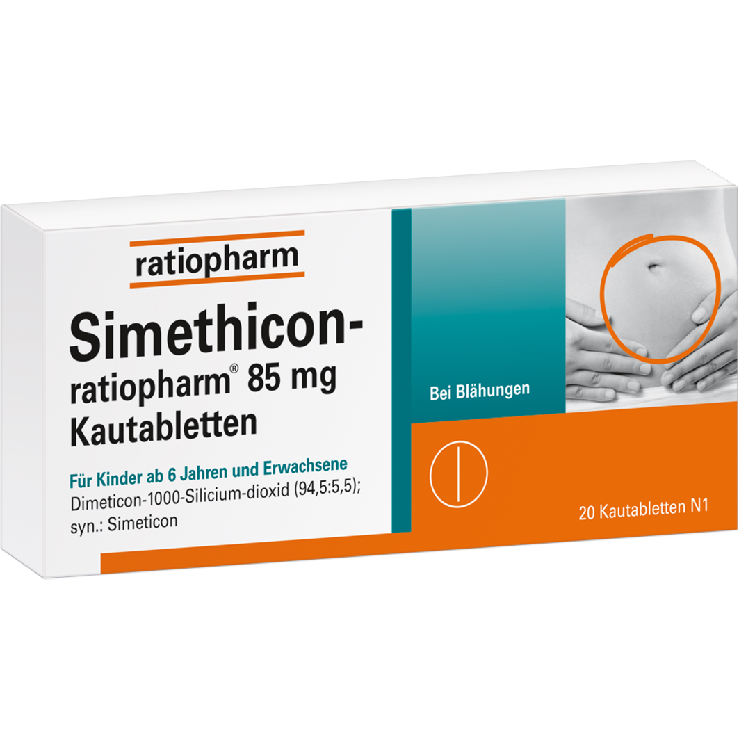 SIMETHICON-ratiopharm 85 mg Kautabletten SIMETHICON-ratiopharm 85 mg Kautabletten