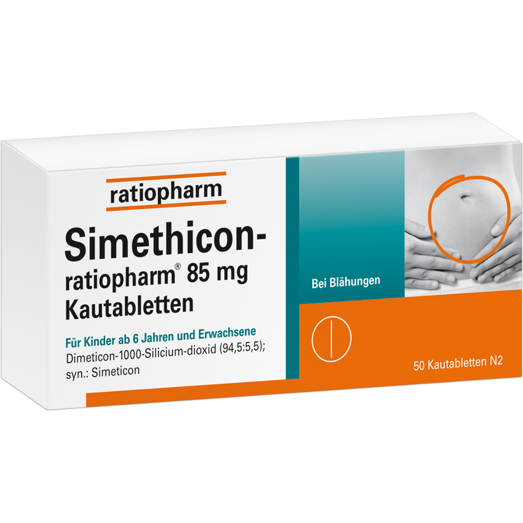 SIMETHICON-ratiopharm 85 mg Kautabletten SIMETHICON-ratiopharm 85 mg Kautabletten