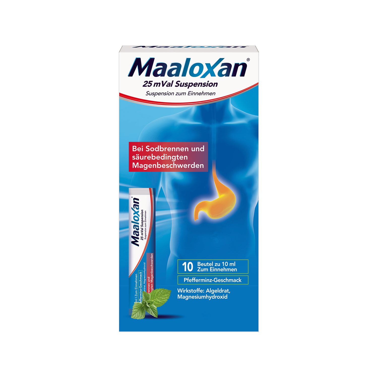 Maaloxan 25 mVal Liquid, Suspension zum Einnehmen, mit Algeldrat und Magnesiumhydroxid, bei Sodbrennen und säurebedingten Magenbeschwerden Maaloxan 25 mVal Liquid, Suspension zum Einnehmen, mit Algeldrat und Magnesiumhydroxid, bei Sodbrennen und säurebedingten Magenbeschwerden