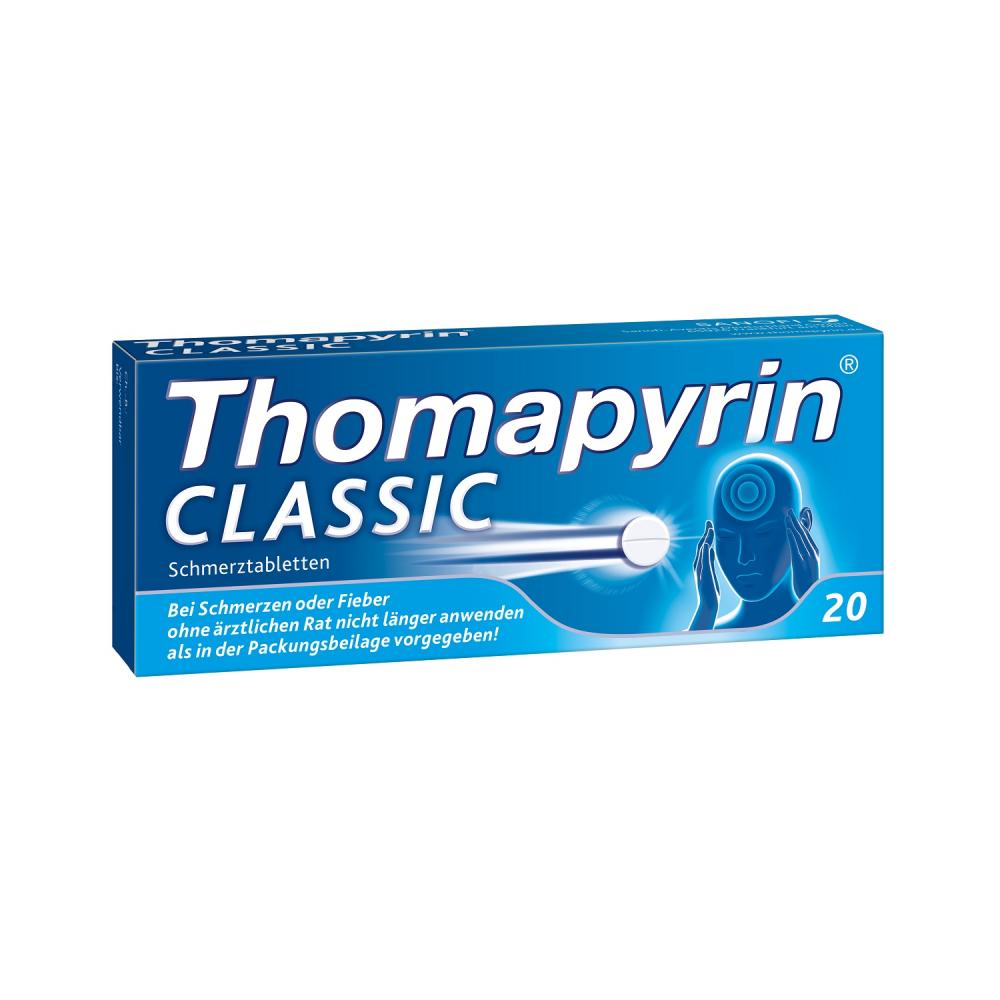 THOMAPYRIN CLASSIC Schmerztabletten bei Kopfschmerzen mit ASS, Paracetamol und Coffein THOMAPYRIN CLASSIC Schmerztabletten bei Kopfschmerzen mit ASS, Paracetamol und Coffein