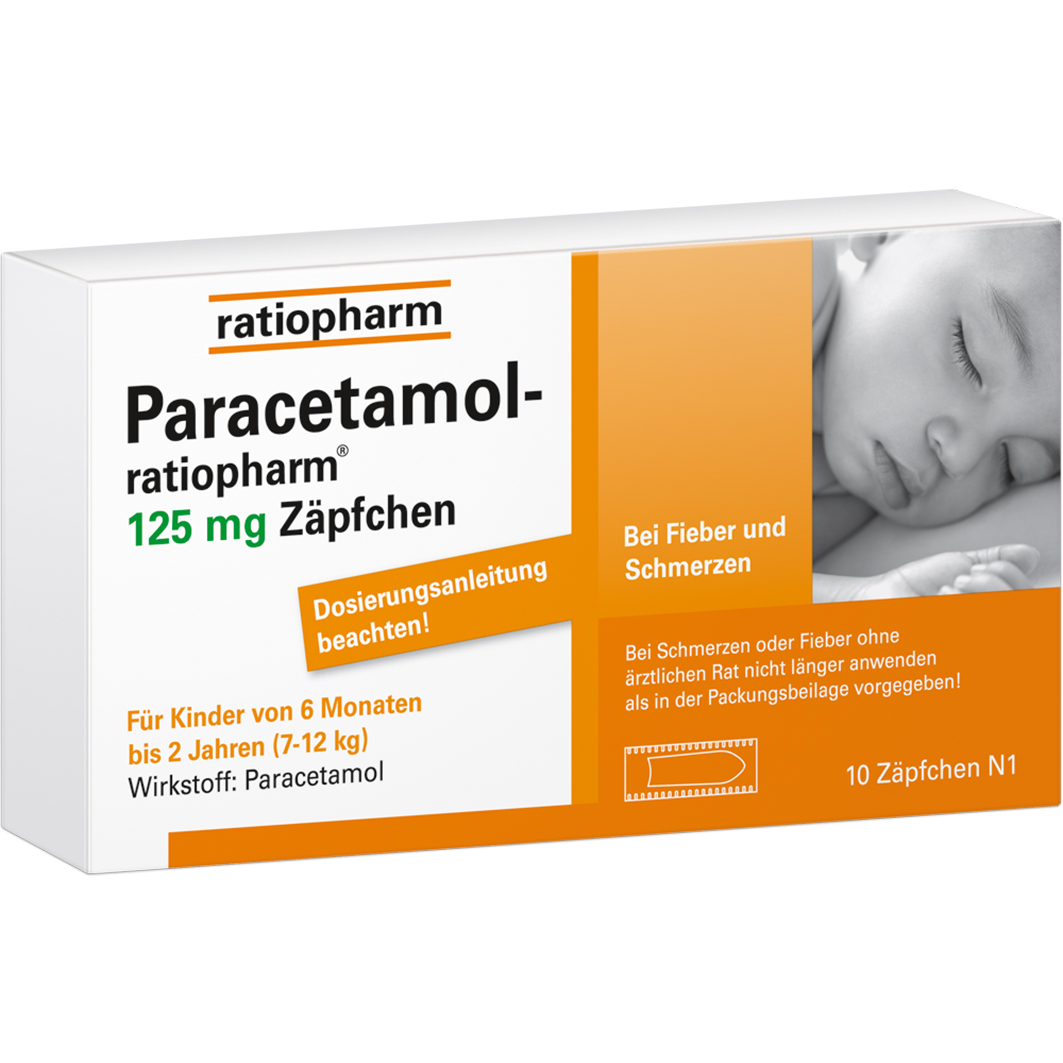 PARACETAMOL-ratiopharm 125 mg Zäpfchen PARACETAMOL-ratiopharm 125 mg Zäpfchen