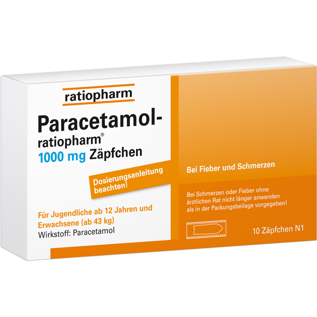 PARACETAMOL-ratiopharm 1.000 mg Zäpfchen PARACETAMOL-ratiopharm 1.000 mg Zäpfchen