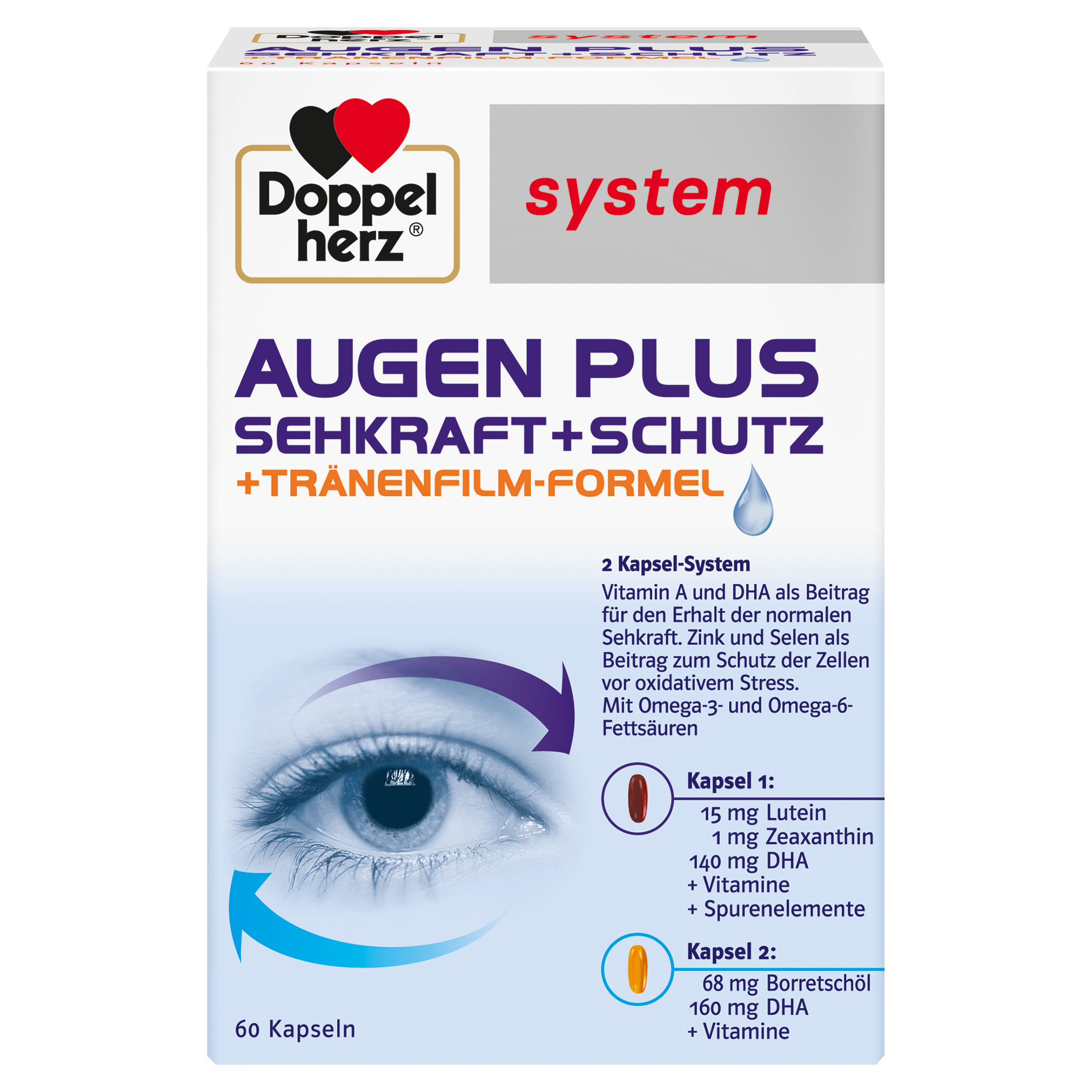 DOPPELHERZ Augen plus Sehkraft+Schutz system Kaps. DOPPELHERZ Augen plus Sehkraft+Schutz system Kaps.
