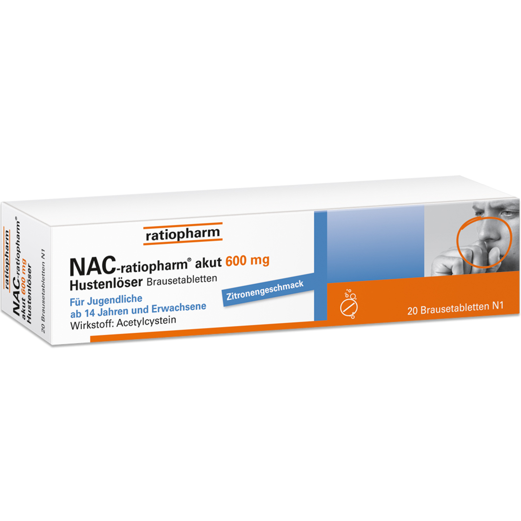 NAC-ratiopharm akut 600 mg Hustenlöser Brausetabl. NAC-ratiopharm akut 600 mg Hustenlöser Brausetabl.