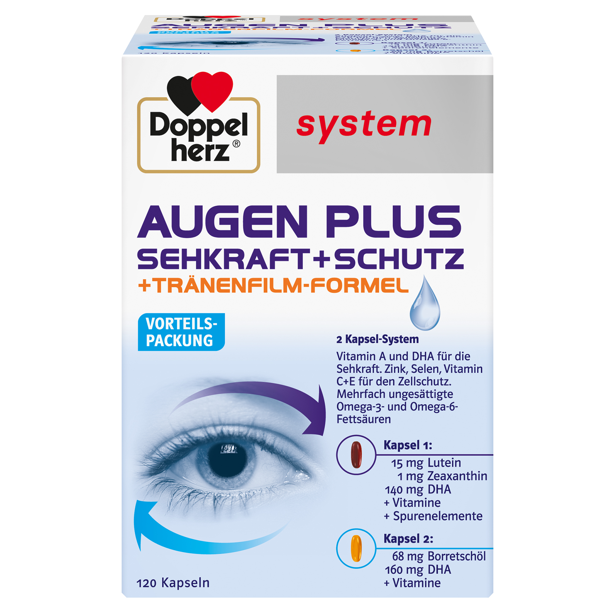 DOPPELHERZ Augen plus Sehkraft+Schutz system Kaps. DOPPELHERZ Augen plus Sehkraft+Schutz system Kaps.