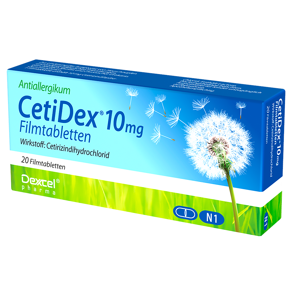 CETIDEX 10 mg Cetirizin Filmtabletten Antiallergikum CETIDEX 10 mg Cetirizin Filmtabletten Antiallergikum