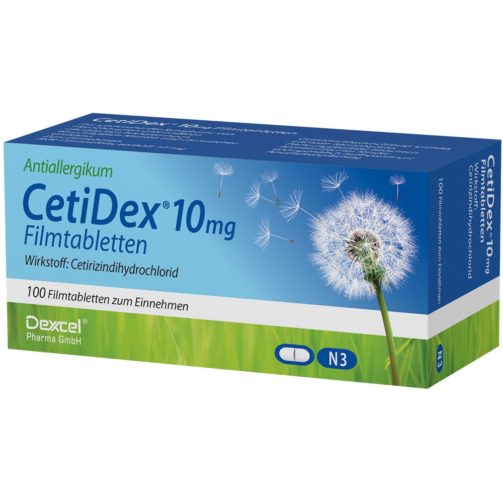 CETIDEX 10 mg Cetirizin Filmtabletten Antiallergikum CETIDEX 10 mg Cetirizin Filmtabletten Antiallergikum