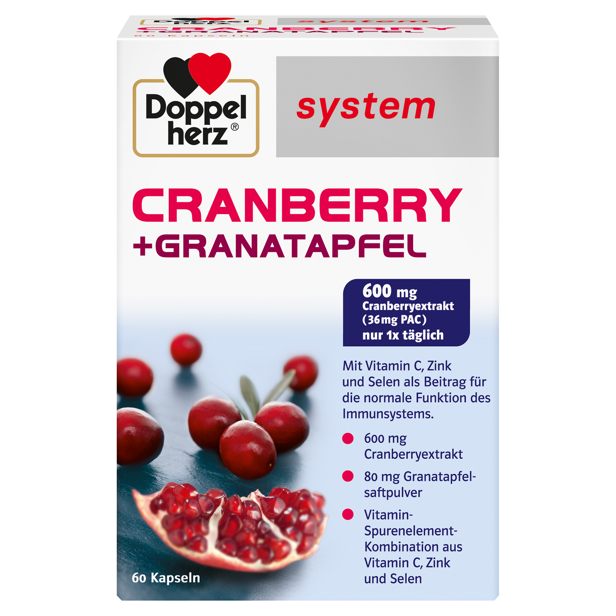 DOPPELHERZ Cranberry+Granatapfel system Kapseln DOPPELHERZ Cranberry+Granatapfel system Kapseln