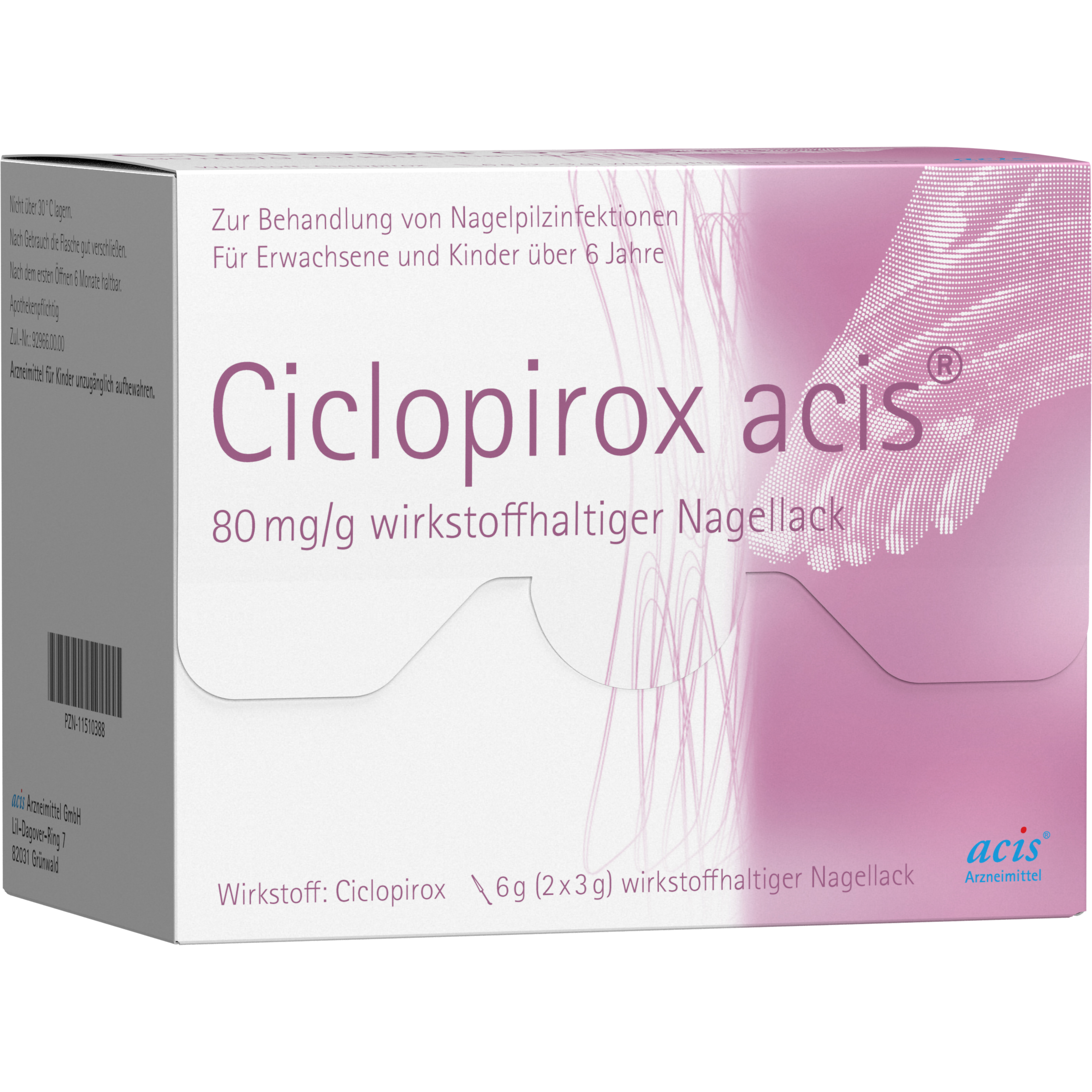 CICLOPIROX acis 80 mg/g wirkstoffhalt.Nagellack CICLOPIROX acis 80 mg/g wirkstoffhalt.Nagellack