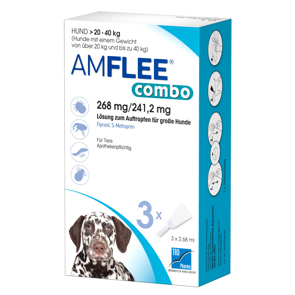 AMFLEE combo 268/241,2mg Lsg.z.Auf.f.Hunde 20-40kg AMFLEE combo 268/241,2mg Lsg.z.Auf.f.Hunde 20-40kg