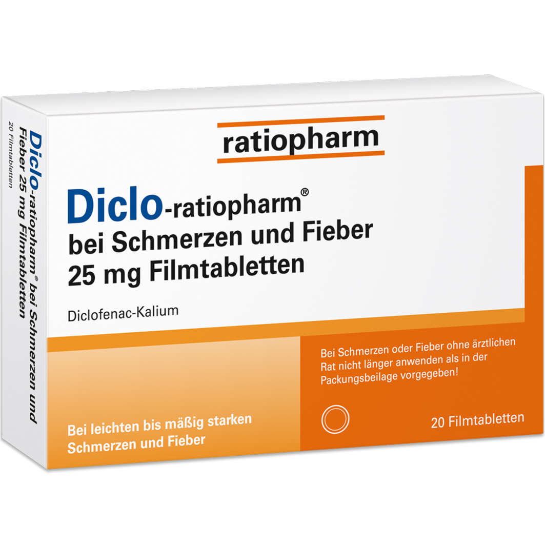 DICLO-RATIOPHARM bei Schmerzen u.Fieber 25 mg FTA DICLO-RATIOPHARM bei Schmerzen u.Fieber 25 mg FTA
