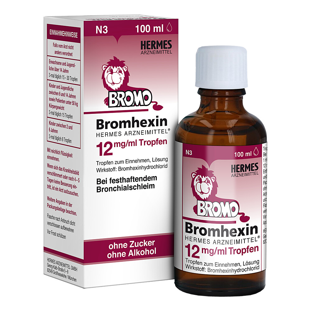 BROMHEXIN Hermes Arzneimittel 12 mg/ml Tropfen BROMHEXIN Hermes Arzneimittel 12 mg/ml Tropfen