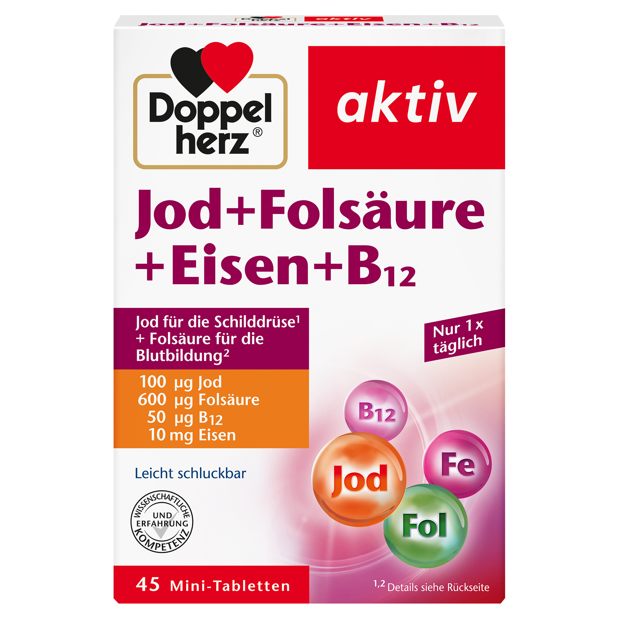 DOPPELHERZ Jod+Folsäure+Eisen+B12 Tabletten DOPPELHERZ Jod+Folsäure+Eisen+B12 Tabletten