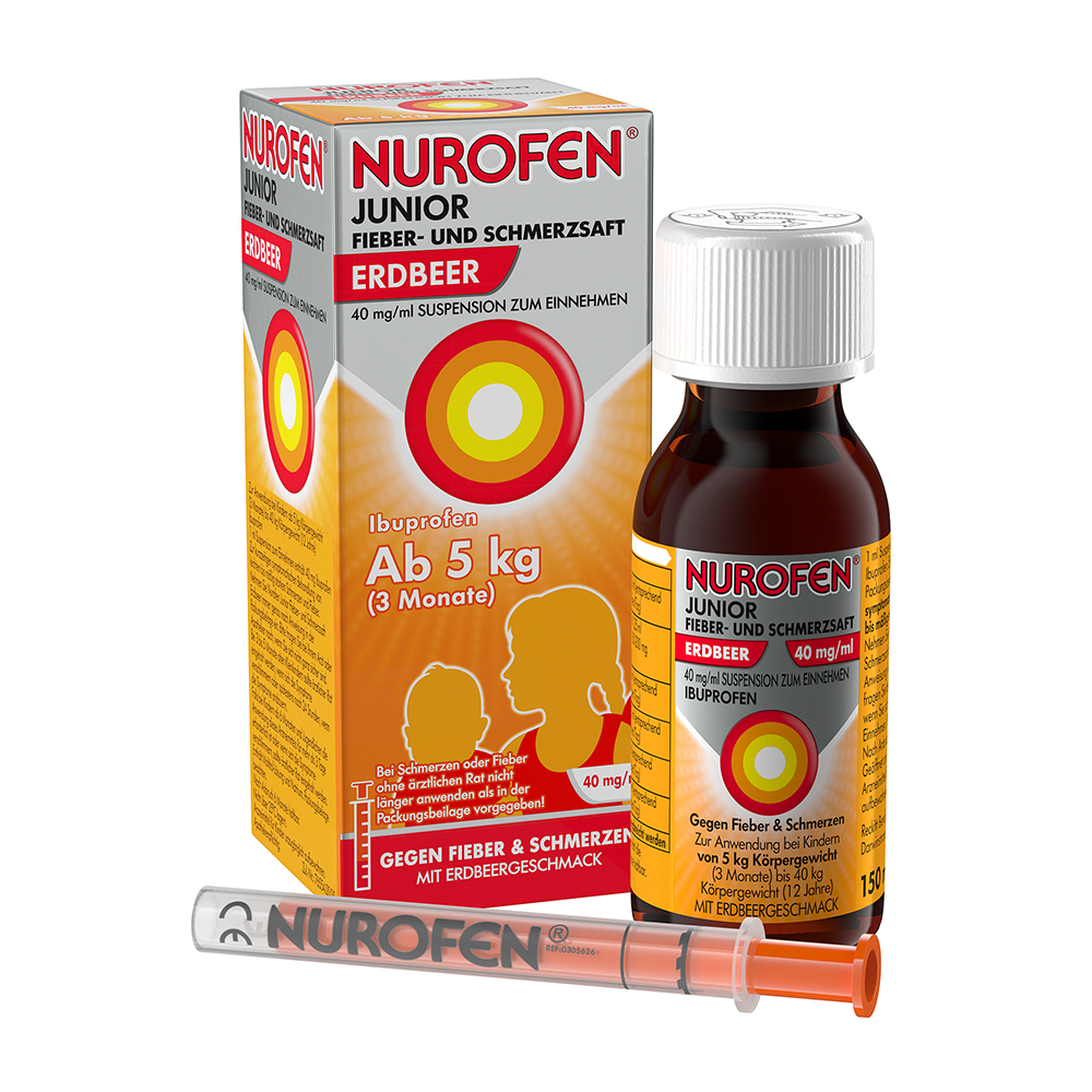 NUROFEN Junior Fieber-u.Schmerzsaft Erdbe.40 mg/ml NUROFEN Junior Fieber-u.Schmerzsaft Erdbe.40 mg/ml
