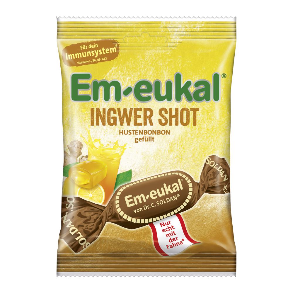 EM-EUKAL Bonbons Ingwer Shot gefüllt zuckerhaltig EM-EUKAL Bonbons Ingwer Shot gefüllt zuckerhaltig