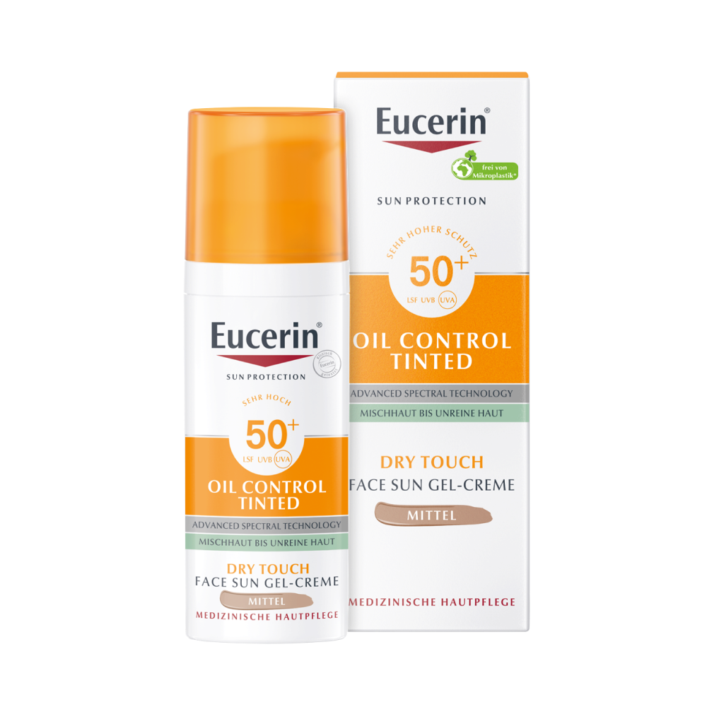 EUCERIN Sun Oil Control tinted Creme LSF 50+ mitt. EUCERIN Sun Oil Control tinted Creme LSF 50+ mitt.