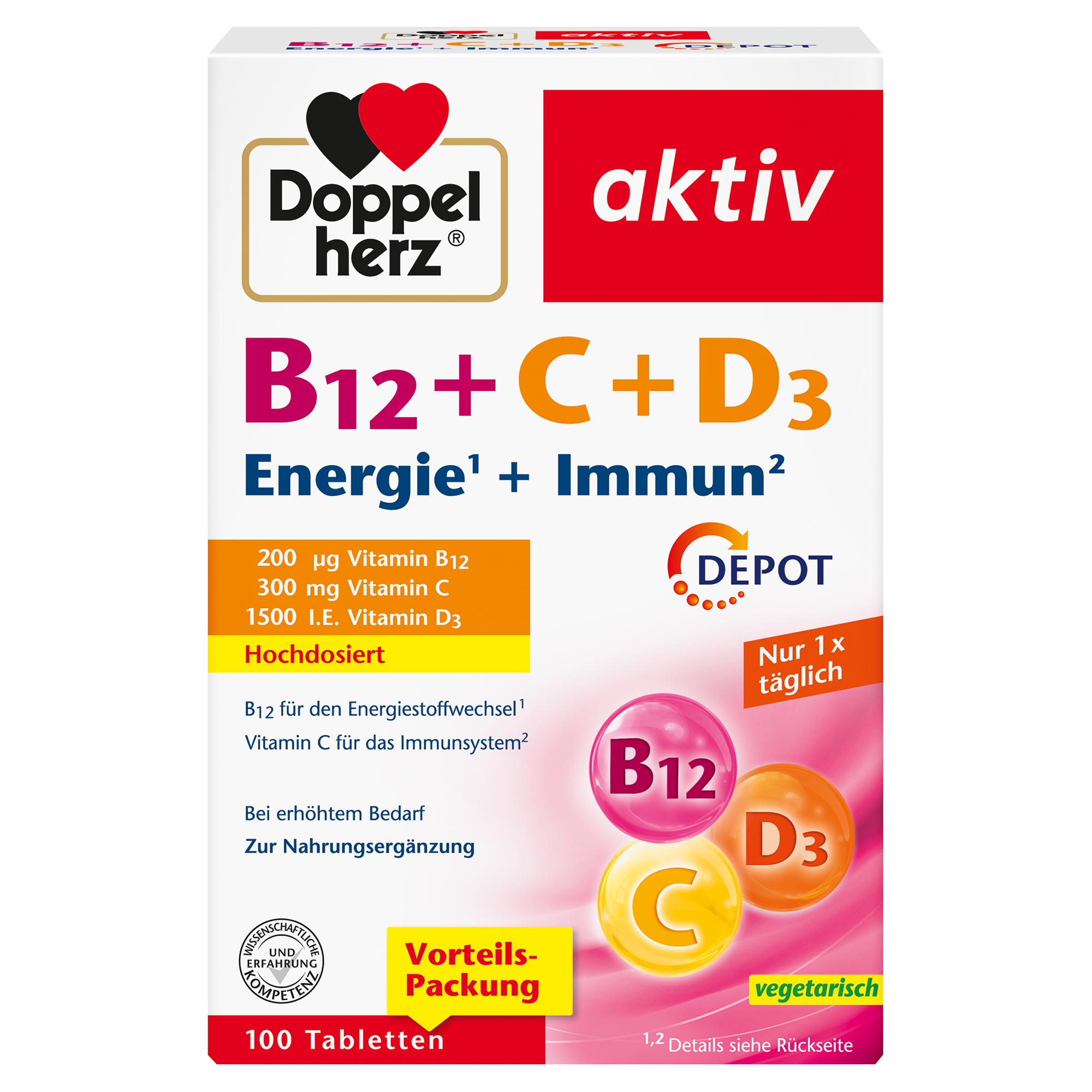 DOPPELHERZ B12+C+D3 Depot aktiv Tabletten DOPPELHERZ B12+C+D3 Depot aktiv Tabletten