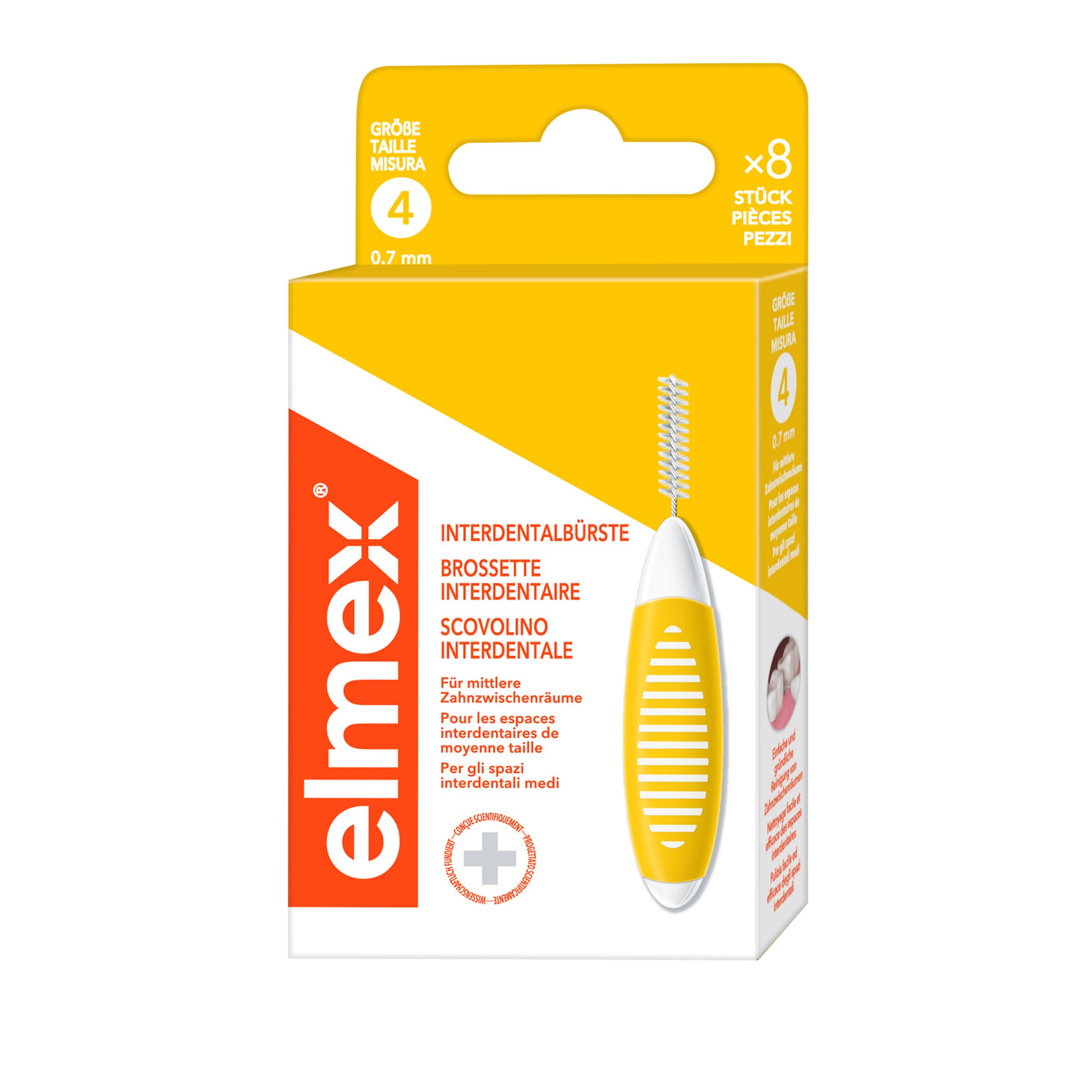 elmex Interdentalbürsten gelb, Größe 4, 0,7 mm elmex Interdentalbürsten gelb, Größe 4, 0,7 mm