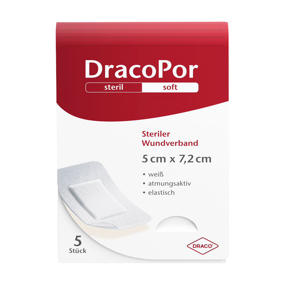 DRACOPOR sensitiv 5x7,2 cm steril m.Silikonkleber DRACOPOR sensitiv 5x7,2 cm steril m.Silikonkleber