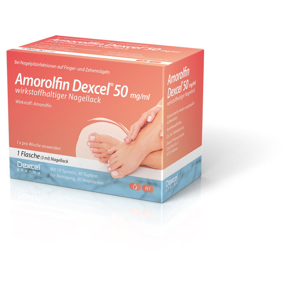 AMOROLFIN Dexcel gegen Nagelpilz 50 mg/ml wirkstoffhaltiger Nagellack AMOROLFIN Dexcel gegen Nagelpilz 50 mg/ml wirkstoffhaltiger Nagellack