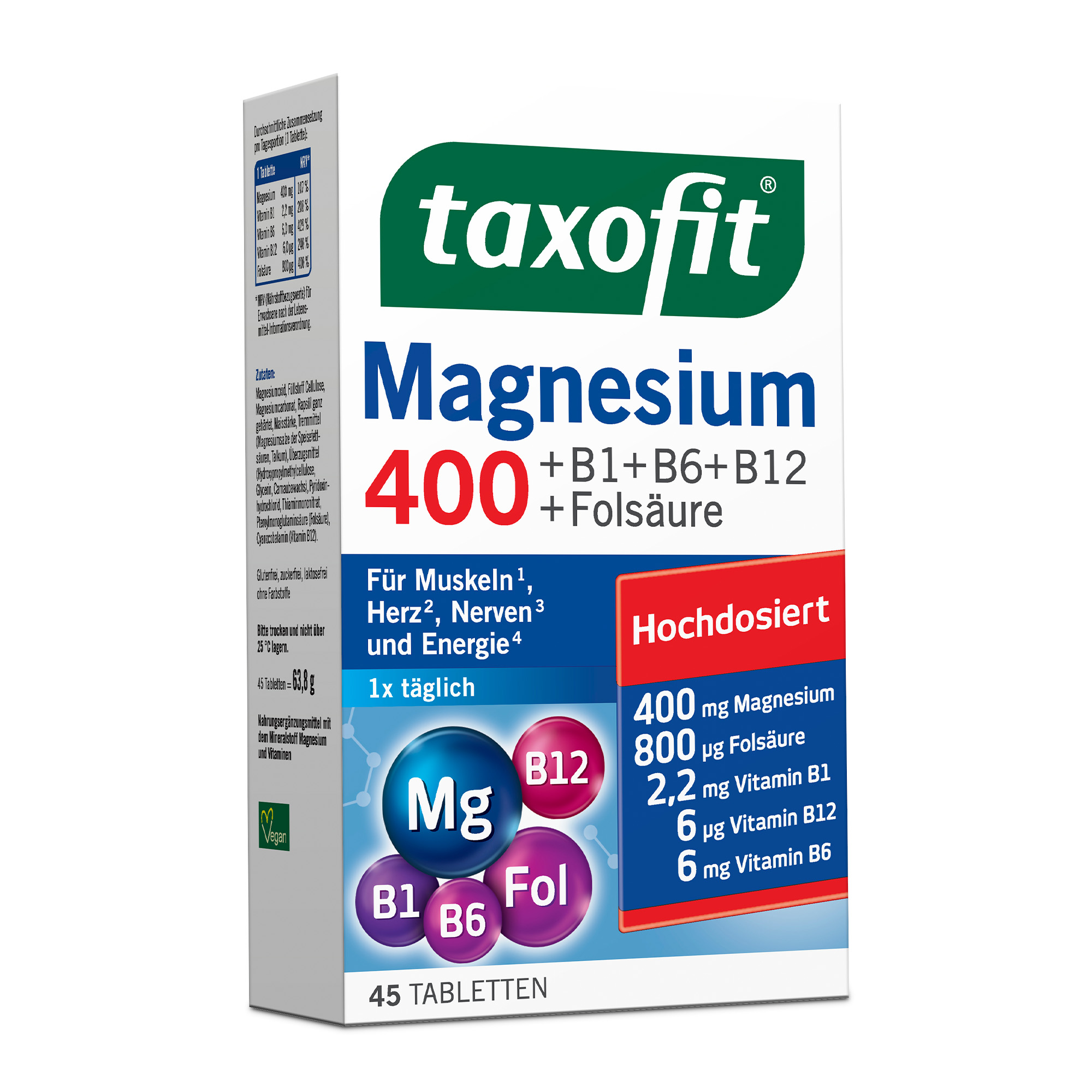 TAXOFIT Magnesium 400+B1+B6+B12+Folsäure Tabletten TAXOFIT Magnesium 400+B1+B6+B12+Folsäure Tabletten