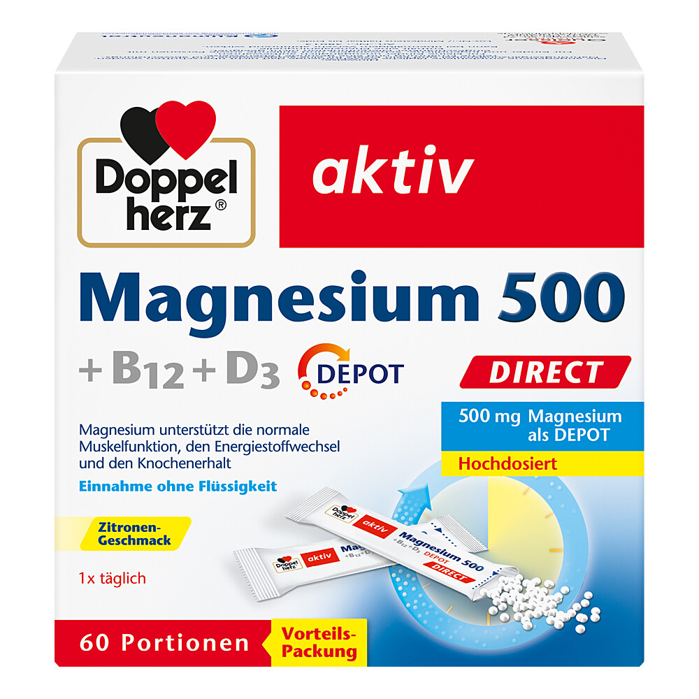 DOPPELHERZ Magnesium 500+B12+D3 Depot DIRECT Pell. DOPPELHERZ Magnesium 500+B12+D3 Depot DIRECT Pell.
