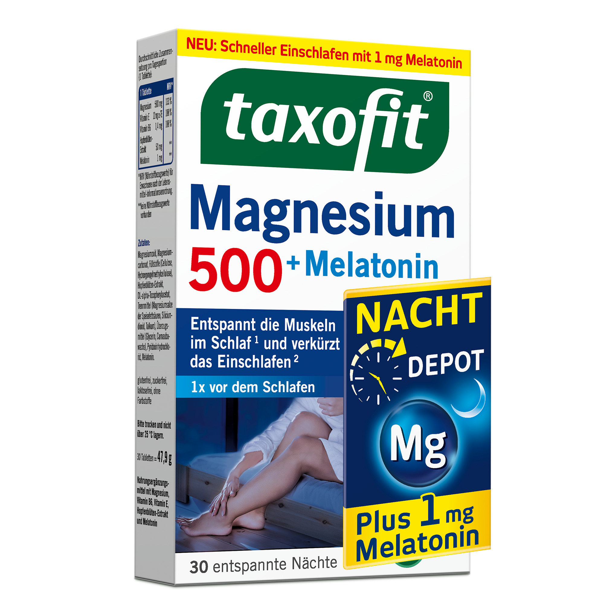 TAXOFIT Magnesium 500 Nacht+Melatonin Tabletten TAXOFIT Magnesium 500 Nacht+Melatonin Tabletten
